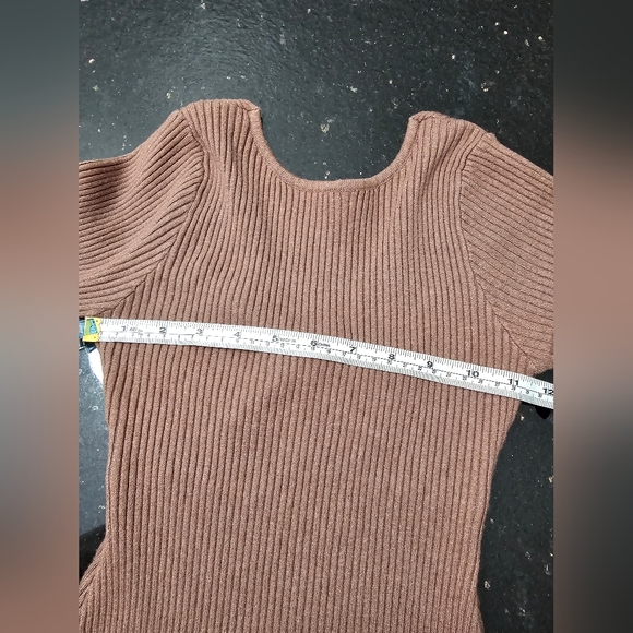 SHEIN Knit Very Soft Stretchy Ribbed Brown Midi Sweater Dress. Sz:Small/4. EUC - Picture 8 of 10